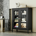 Bevivog Small Display Cabinet with Glass Doors Metal Floor Cabinet