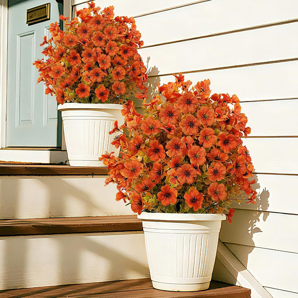 2 Pcs Fall Artificial Silk Flowers with Ground Stake for Outdoor