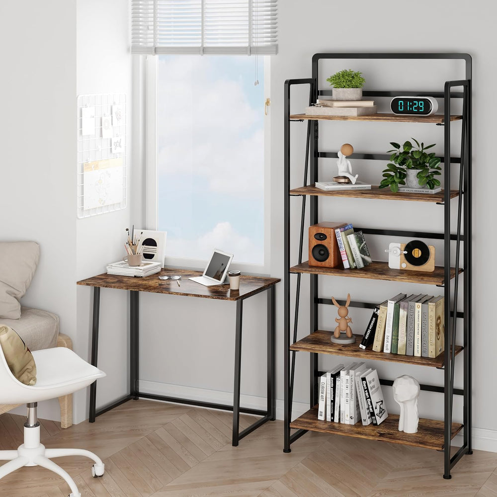 BHG No Assembly Folding Bookshelf for Living Room,Collapsible Book Shelf for ...