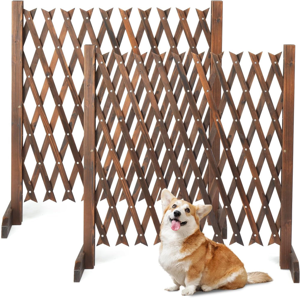 VINGLI 2 Packs Extendable Garden Fence, 27.55 Inch Tall Freestanding Accordio...