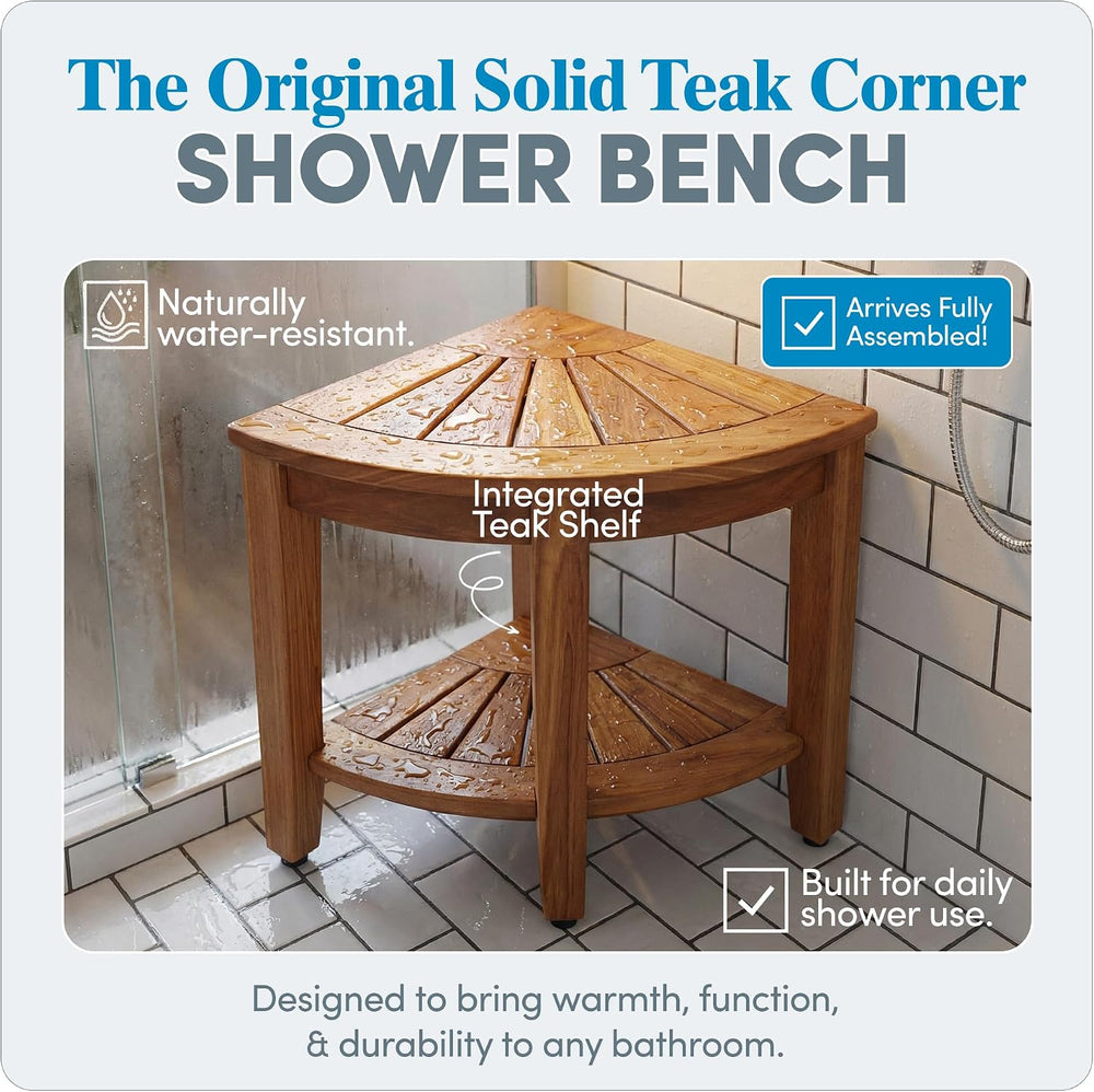 AquaTeak Kai Corner 15.5" Teak Shower Bench