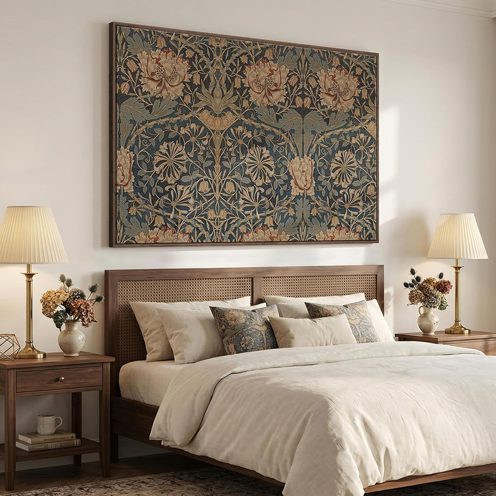 Extra Large Framed Vintage Morris Botanical Wall Art for Living Room, 72x48