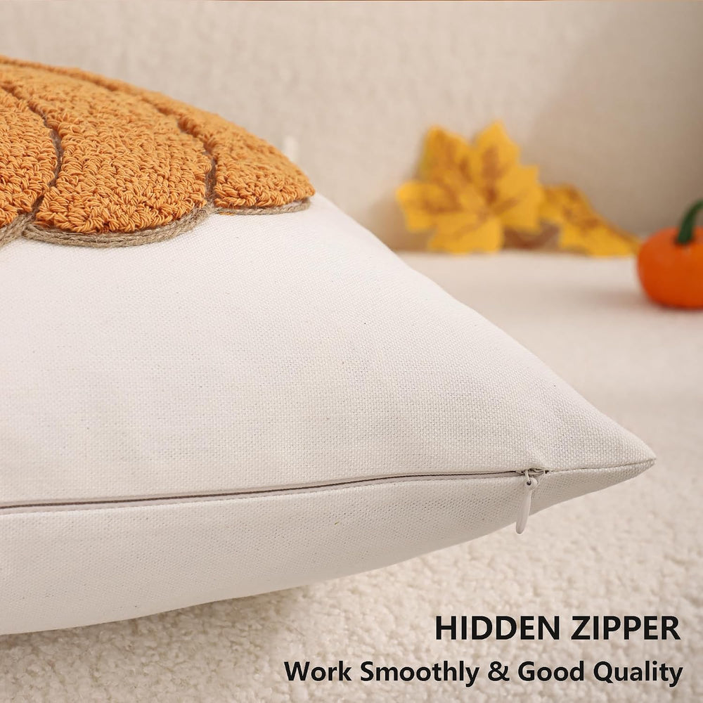 Fall Pillow Covers 18x18 Set of 2 Halloween Decor Orange Pumpkin