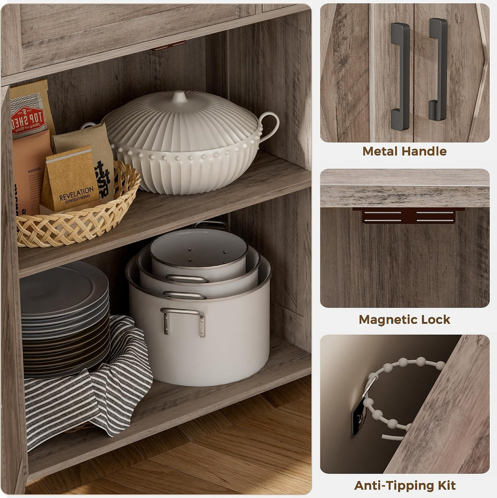 Homhedy Coffee Bar Storage Cabinet with Drawers, Kitchen Buffet Cabinet
