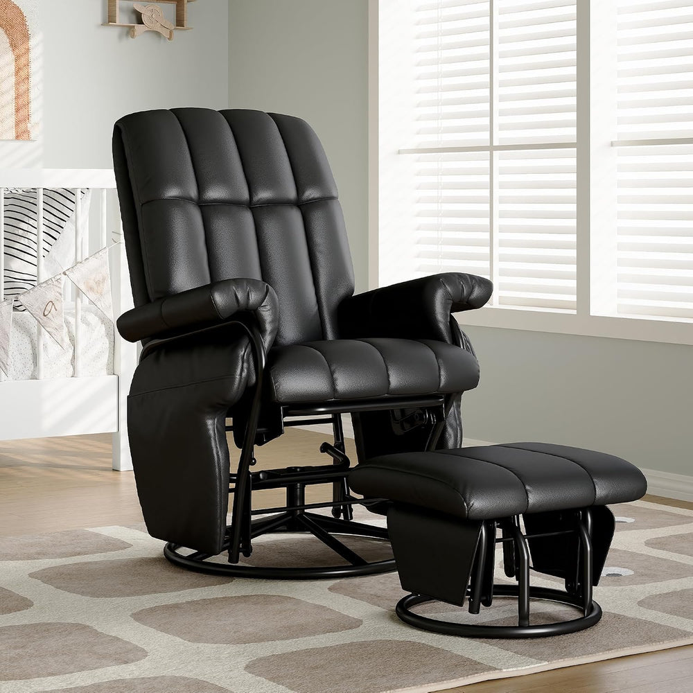AODAILIHB 360° Swivel Glider Recliner with Ottoman