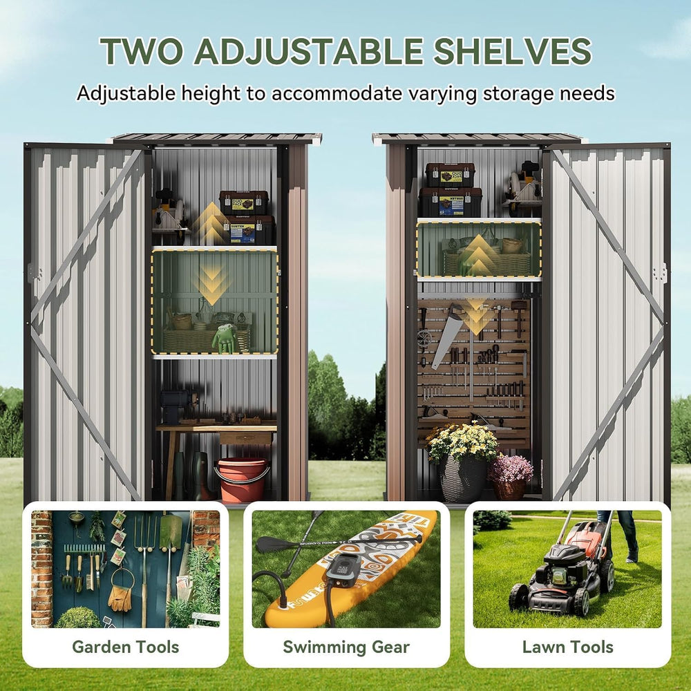 Aoxun Outdoor Storage Cabinet Shed with Floor, Small Vertical Cabinet