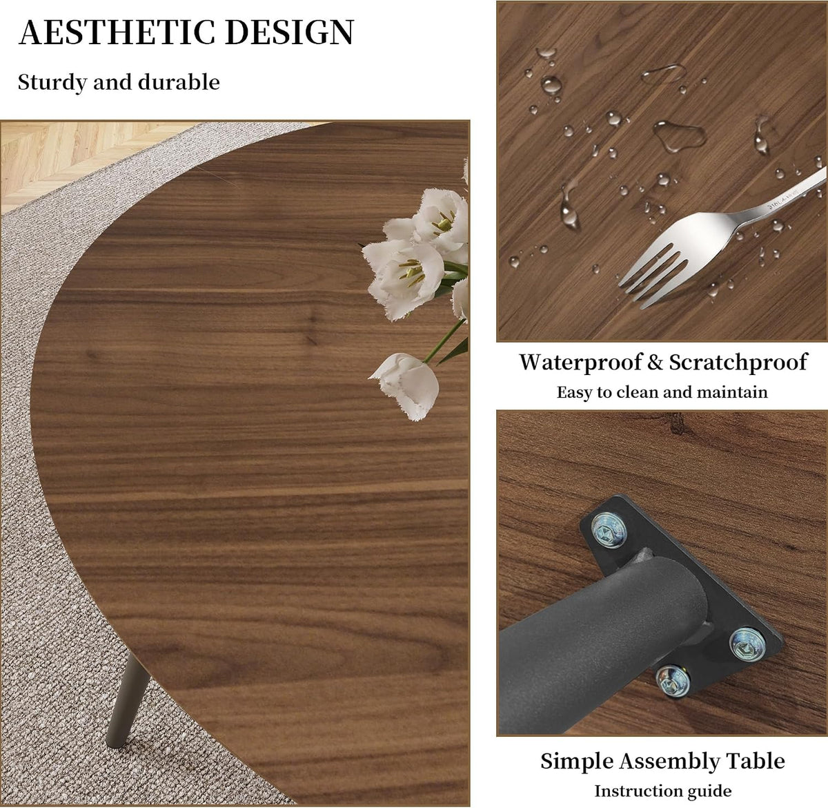 hipihom 43.3 inch round dining table for 4, package contents