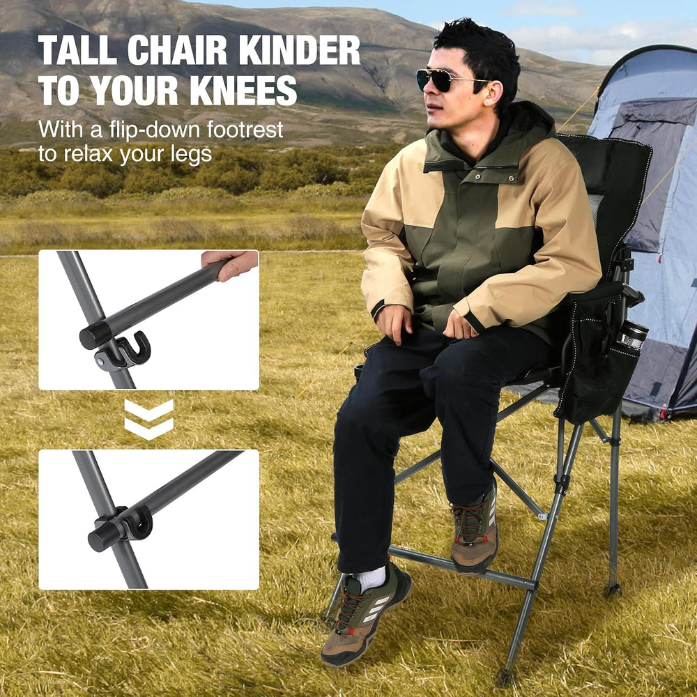 Extra Tall Folding Chairs for Adults 330lbs with Adjustable Backrest, Portabl...