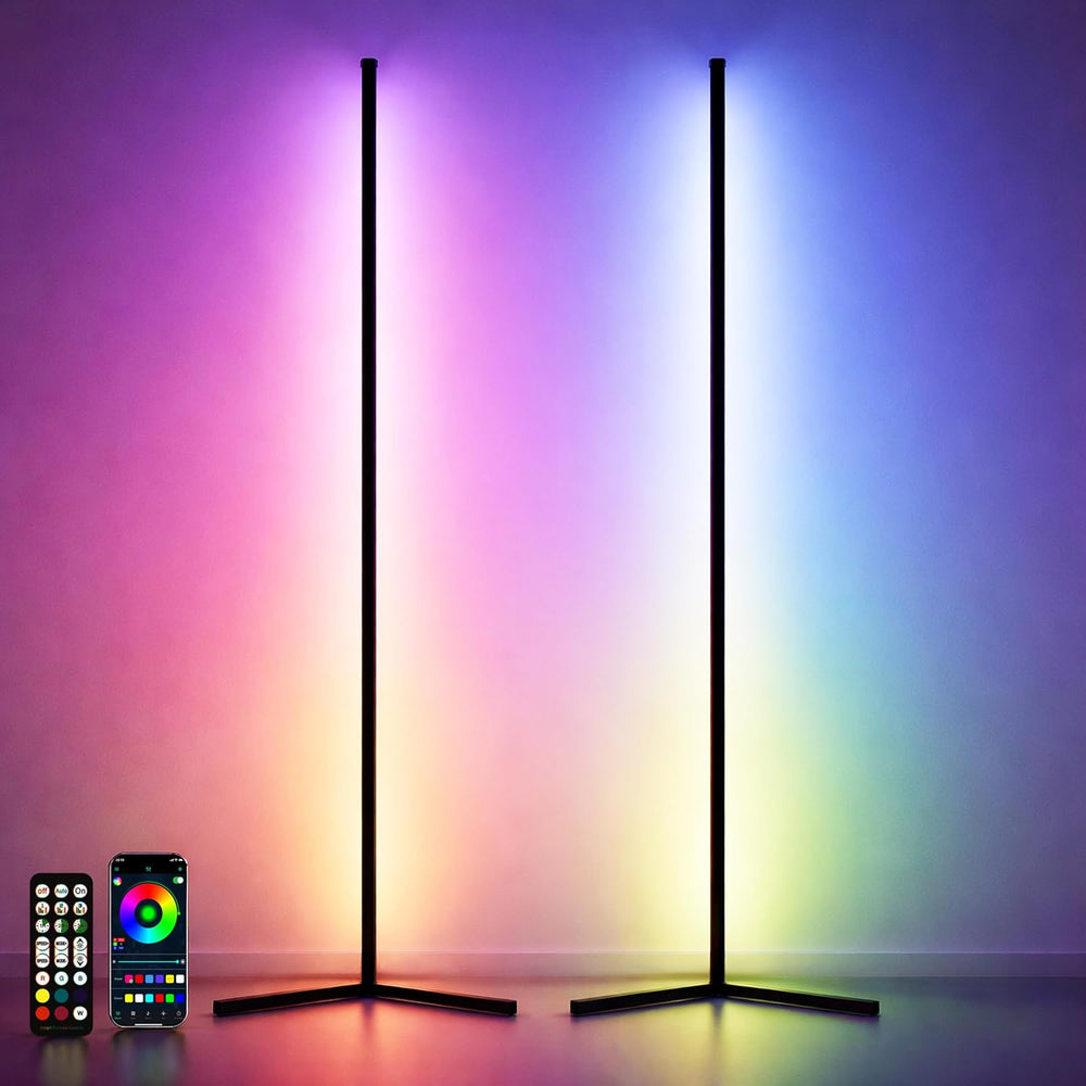 2 Pack Corner Floor Lamp – 57'' Tall RGB Lamp Modern Mood Lighting wi...