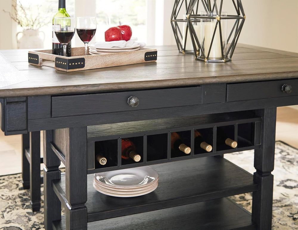 Signature Design by Ashley Counter Height Table with Storage, Farmhouse