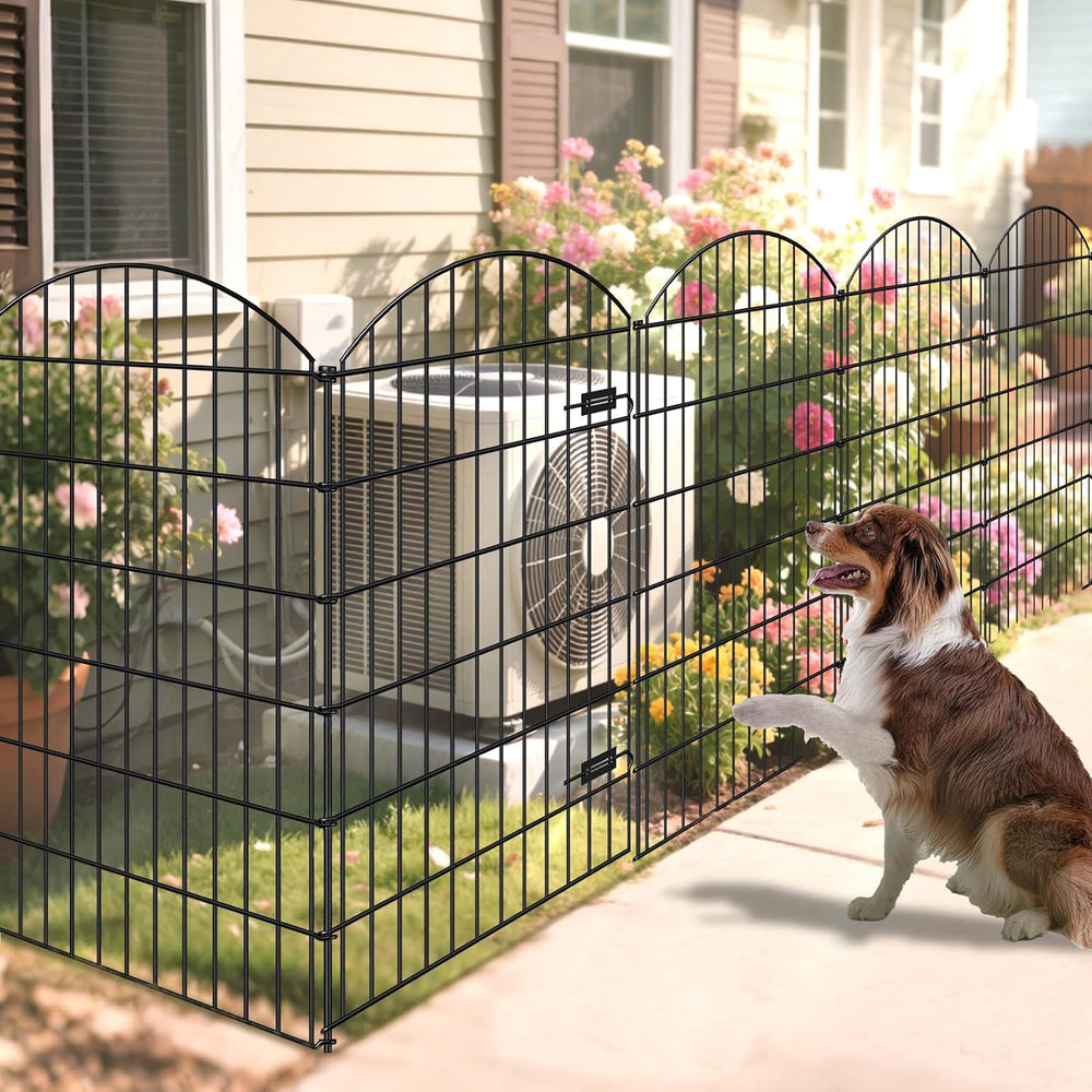 Metal Garden Fence with Gate 48 in x 20.3 ft, No-Dig Outdoor Dog Fence