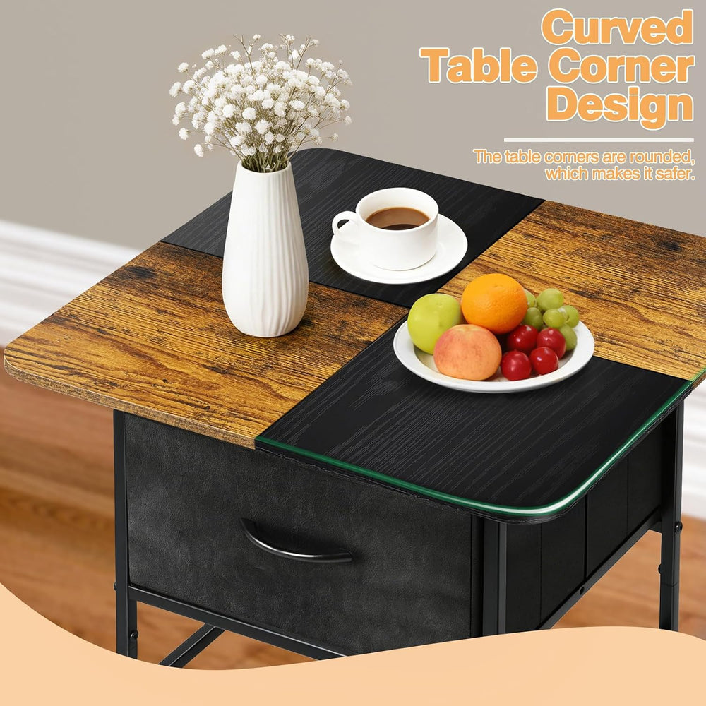 Small Coffee Table for Living Room,Storage Coffee Table with 2 Drawer,Black