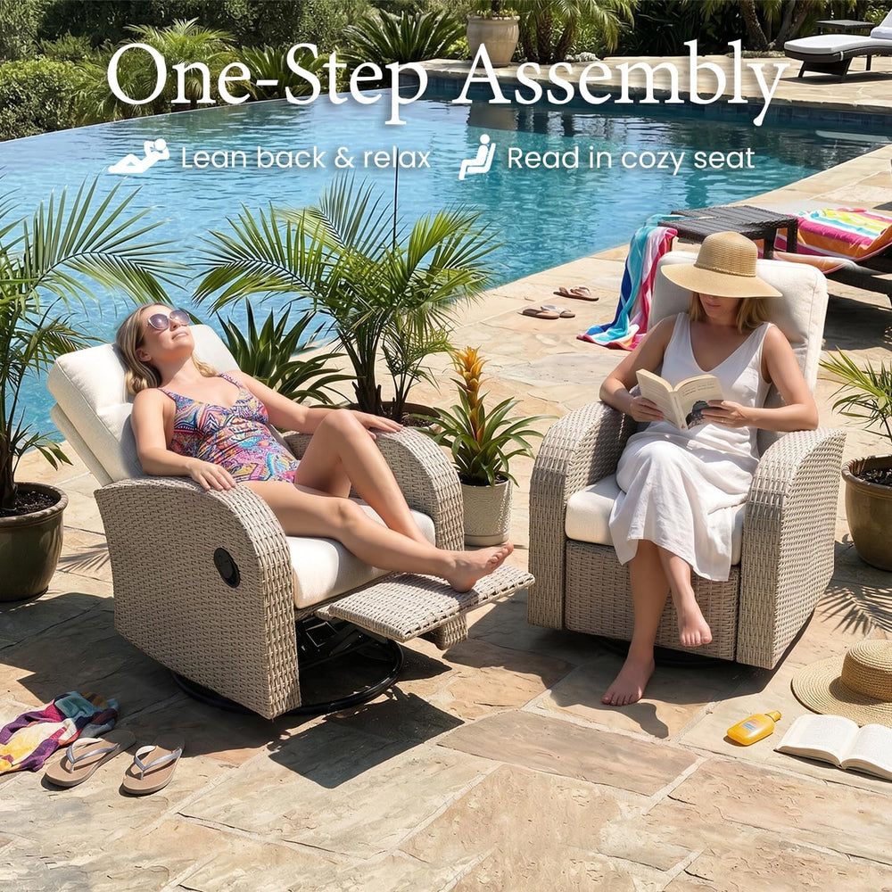 LayinSun Oversized Wicker Outdoor Swivel Glider Recliner with Adjustable Back...