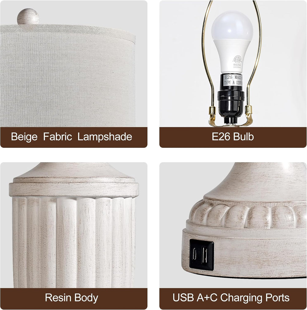 27.5" Table Lamps for Living Room Set of 2, Farmhouse Lamps for Nightsta...