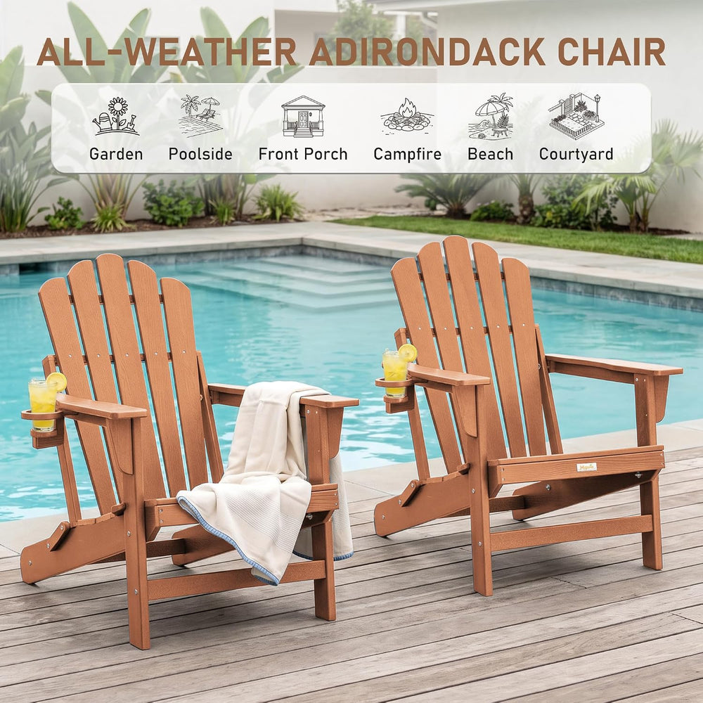 Oversized Folding Adirondack Chair 4PC, HDPE Fire Pit Chair W/400 LBS