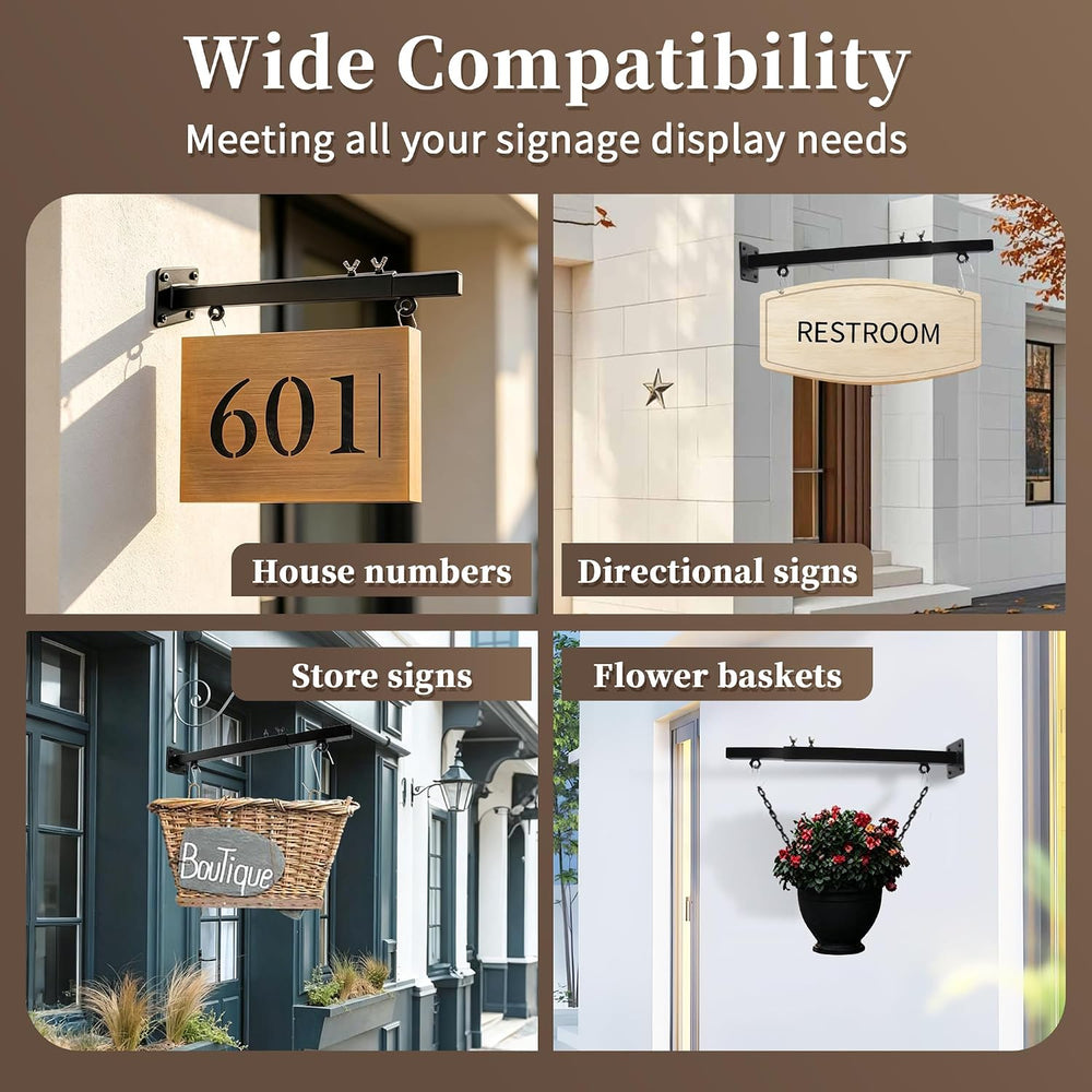 Hanging Sign Bracket 18.9-27.5Inch Adjustable Metal Wall Sign Hanger Holder