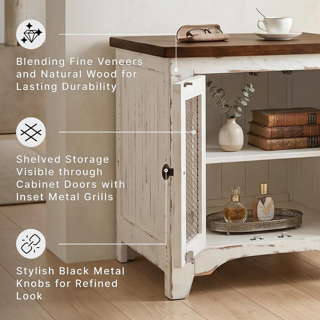 Signature Design by Ashley Wystfield End Table with Storage, White/Brown