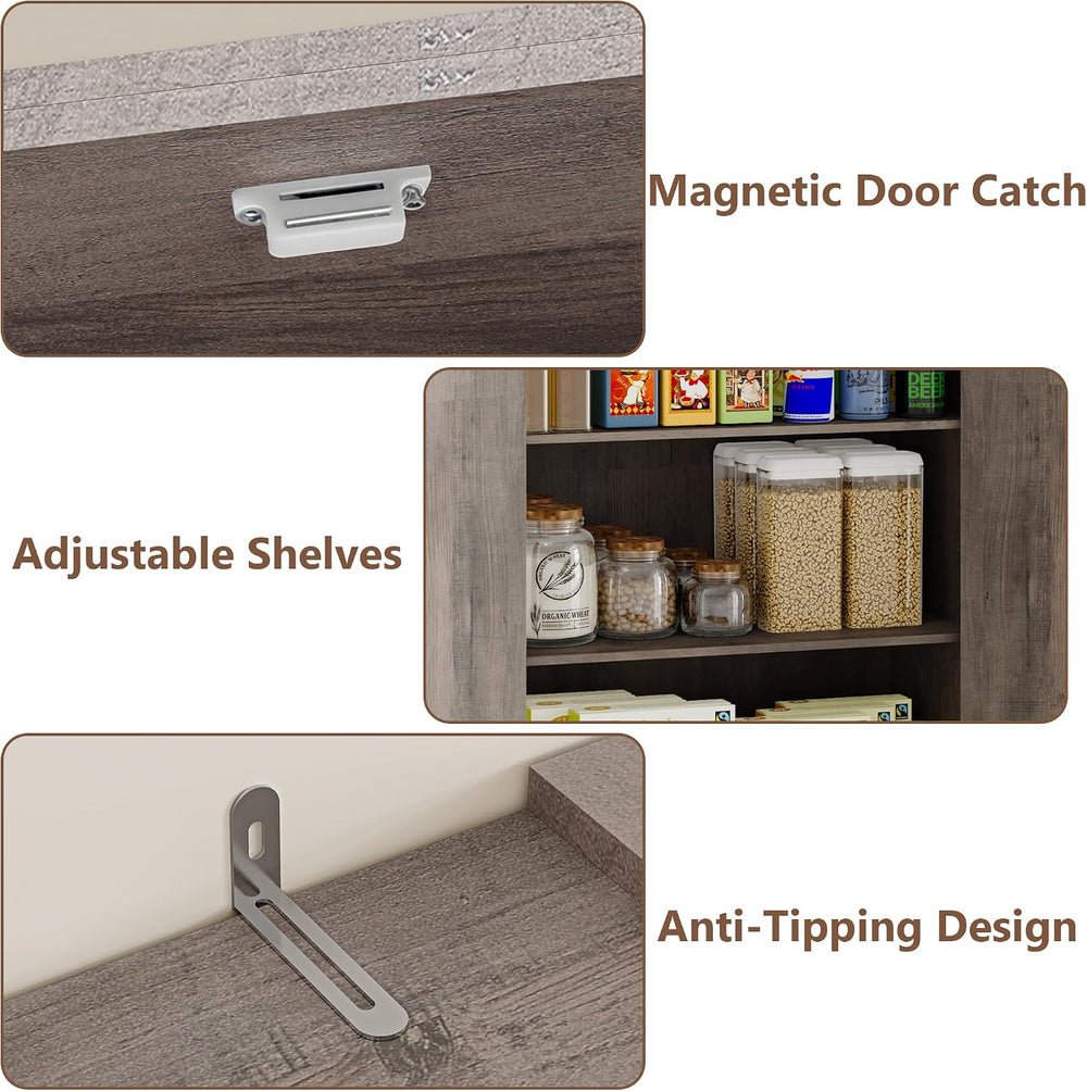 BORNOON Pantry Organizers and Storage Cabinet, 71” Barn Door Kitchen Cabinet ...