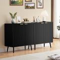 Fluted Storage Cabinet, Buffet Cabinet with Storage, Wood Sideboard with Adjustable Shelf, Modern Accent Cabinet & Console Table for Entryway, Living Room, Dining Room, Black