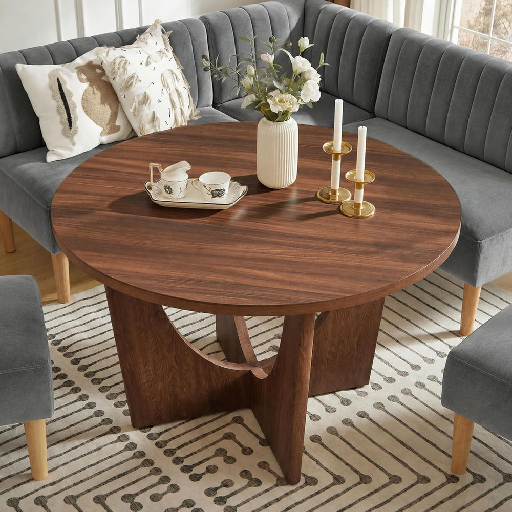 Brelice Breakfast Nook Table Set, Farmhouse 5-Piece Round Dining Table Set wi...