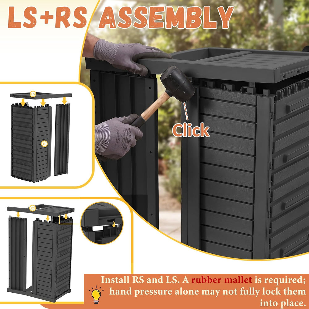 PatioZen 80 Gallon Outdoor Storage Bench, Black Stripe