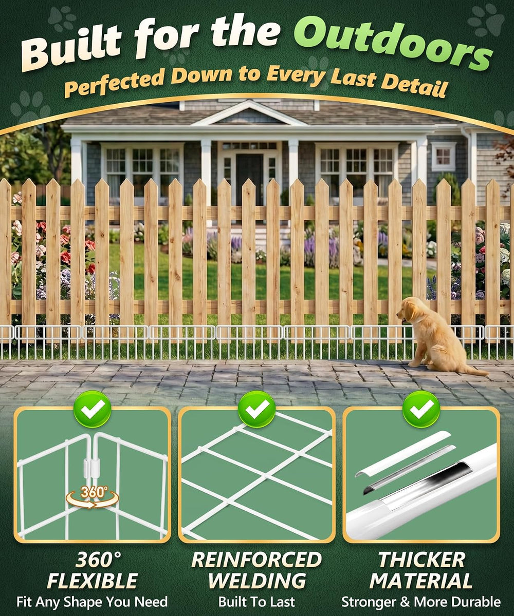 42.5FT No Dig Animal Barrier Fence Panels - 30 Pack White Garden Fence Animal...