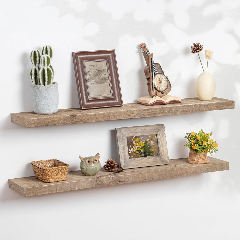 FLYJOE Floating Shelves | 8" Deep Rustic Reclaimed Barnwood Wall Hanging...