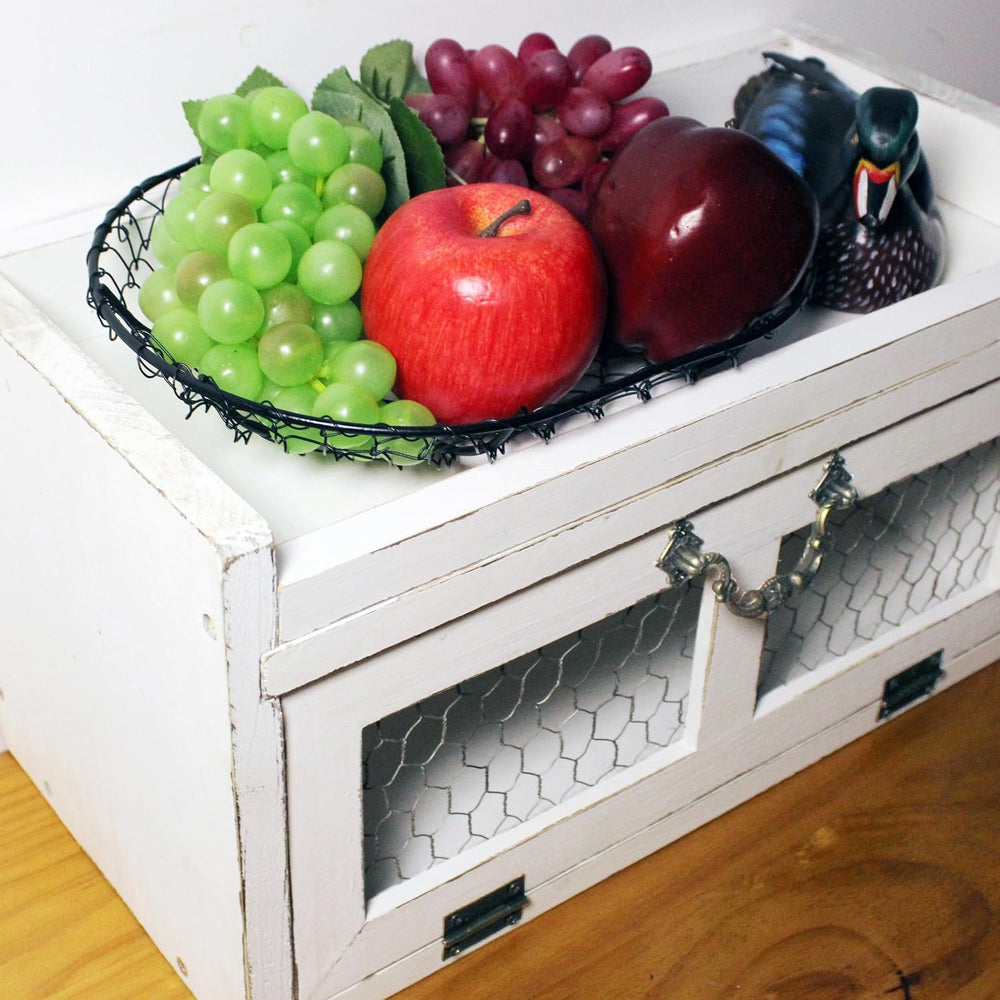 Farmhouse Countertop Storage Organizer, Rustic Wood Kitchen Cabinet with Chic...