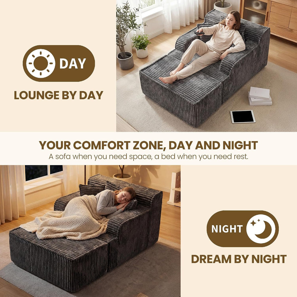 Chaise Lounge Chair Indoor,Boneless Chair with Ottoman,Comfy Reading Chair fo...