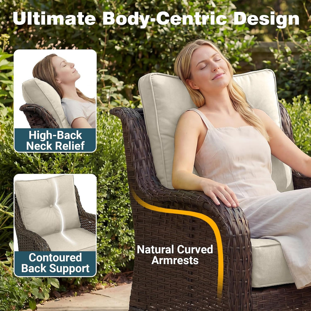Patio Furniture Set, 5PCS Outdoor Wicker Conversation Set with 6" Thick ...