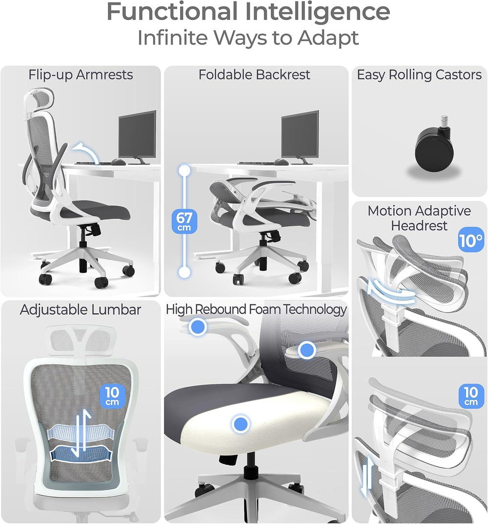 Tervo Model U - Folding Office Chair - Ergonomic Design for Small Spaces