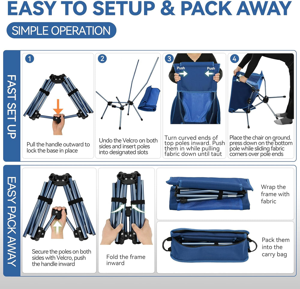 MARCHWAY Lightweight High Back Folding Camping Chair with Head Support