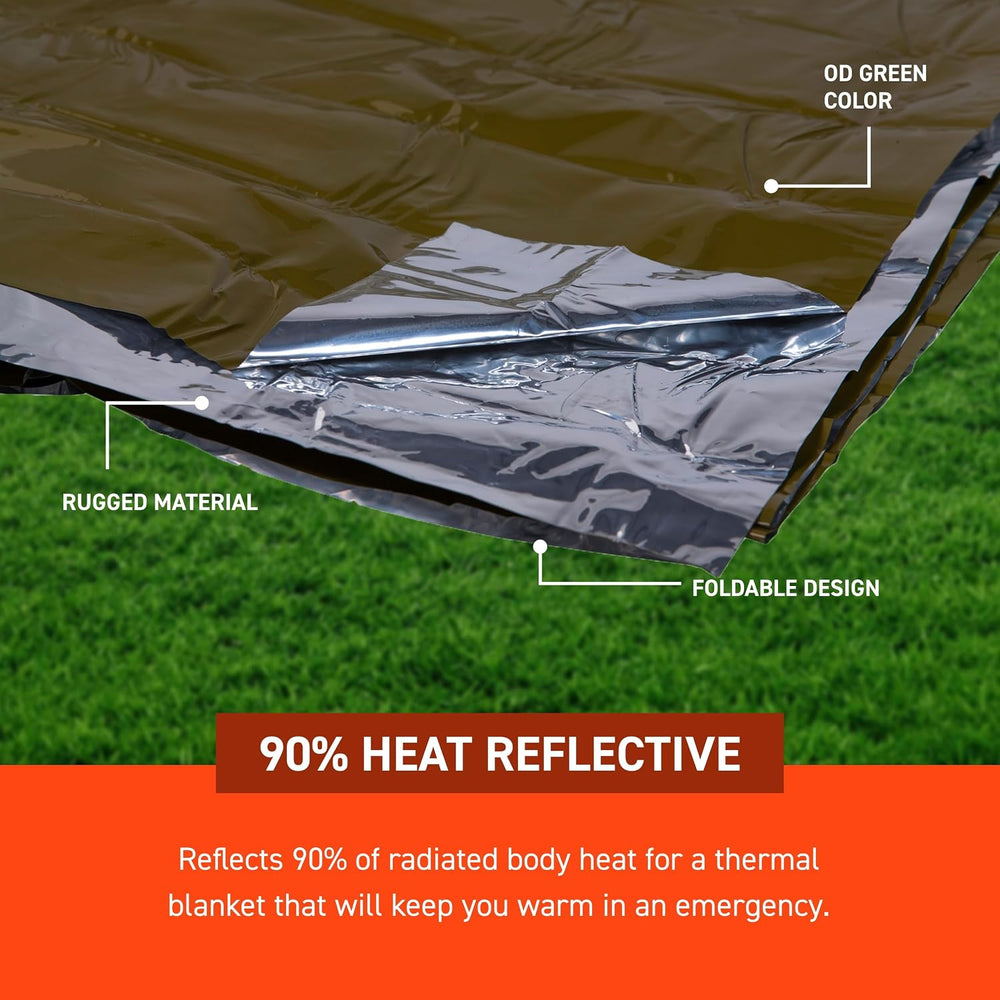SOL 90% Heat Reflective Emergency Blanket, 58 x 98, 3.2 oz, Green