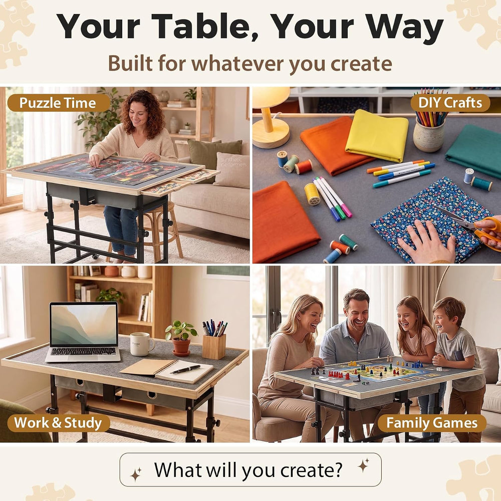 BuilderButler Puzzle Table 1500 Pieces with Wheels, Drawers & Cover, 33.5...