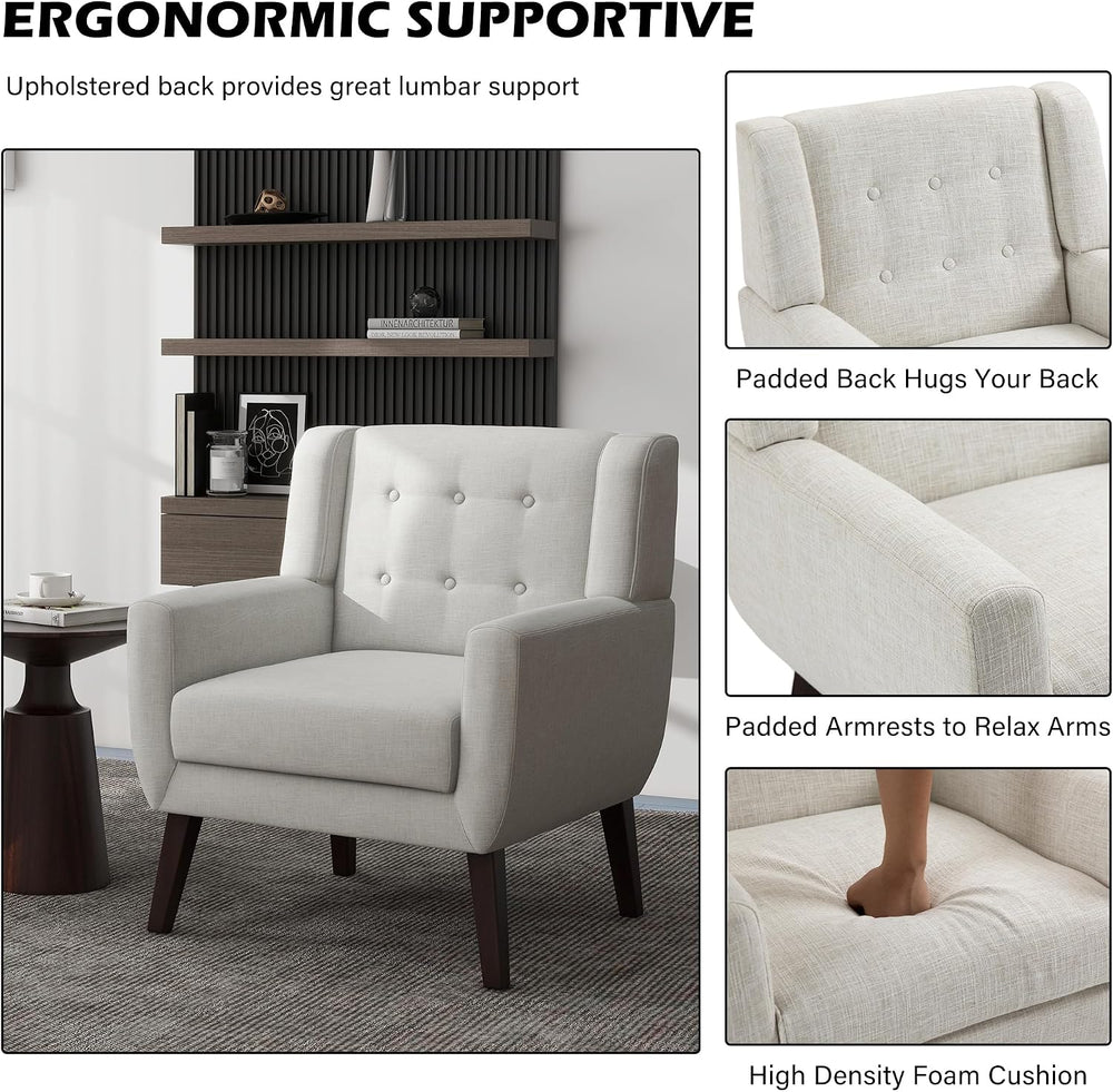 Modern Accent Chair, Velvet Upholstered Armchair, Gray
