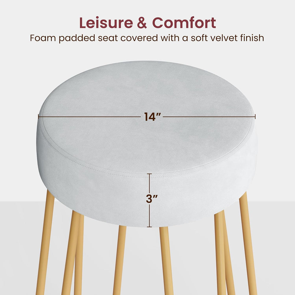 Yaheetech Bar Stools Set of 4, Velvet Counter Stools, Gold Metal Legs, Gray