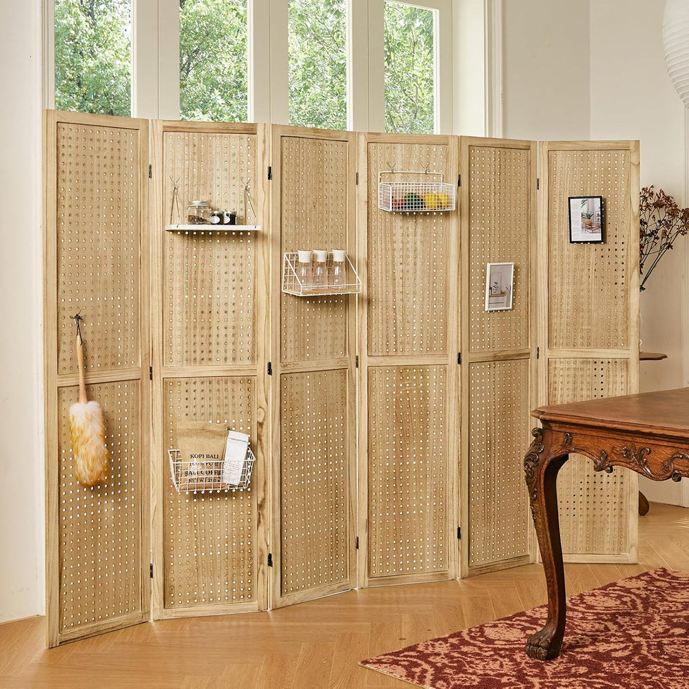 Pegboard Display, 5.6Ft Portable Freestanding Wall Organizer Wooden Room Divi...