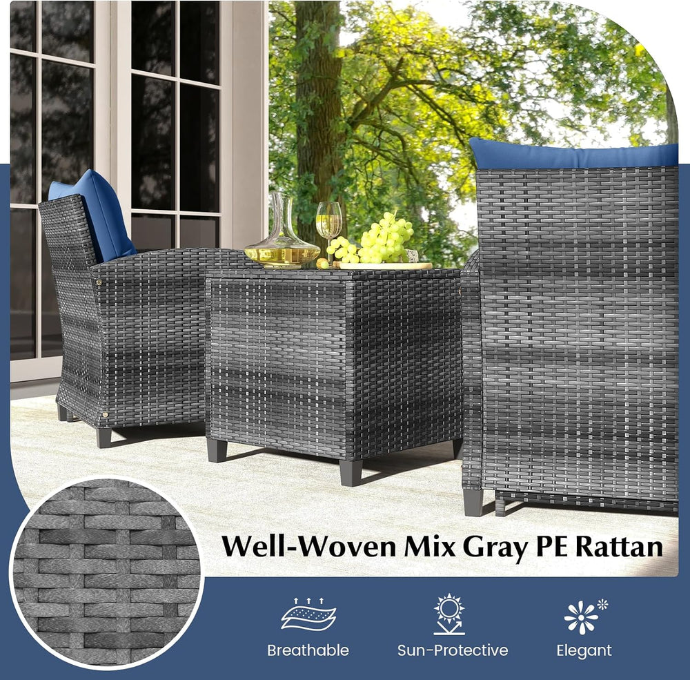 Tangkula 5 Pieces Patio Conversation Set, PE Wicker Rattan Outdoor Furniture ...
