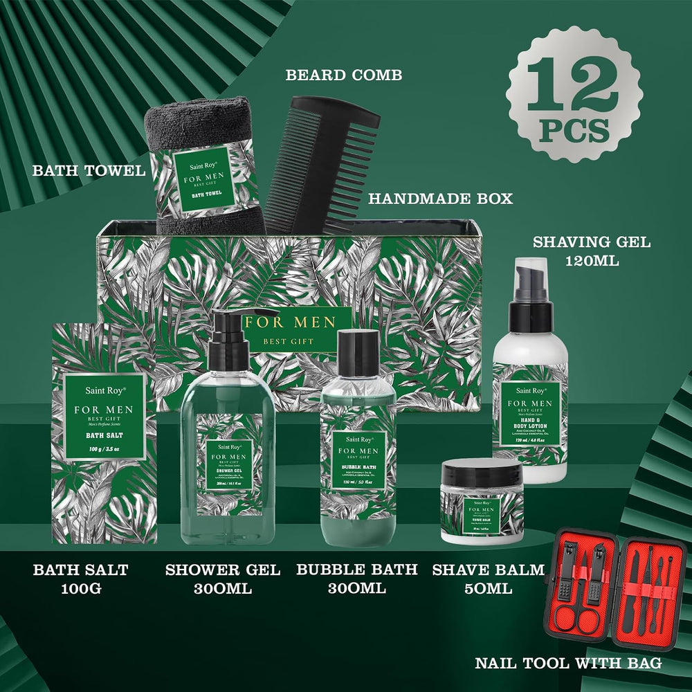 15Pc Man Perfume Beard Grooming Spa Set For Men, Facial Skin Care Set