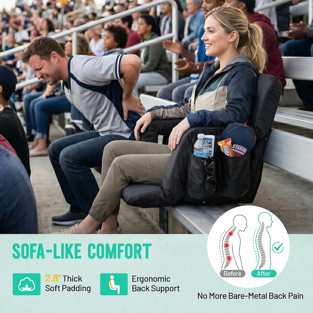 Overmont Stadium Seats with Back Support, Padded Bleacher Seat Cushion