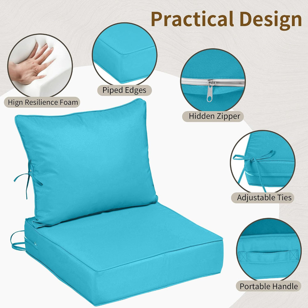 24x28 Outdoor Chair Cushions Set of 4, Waterproof Deep Seat Cushions for Pati...
