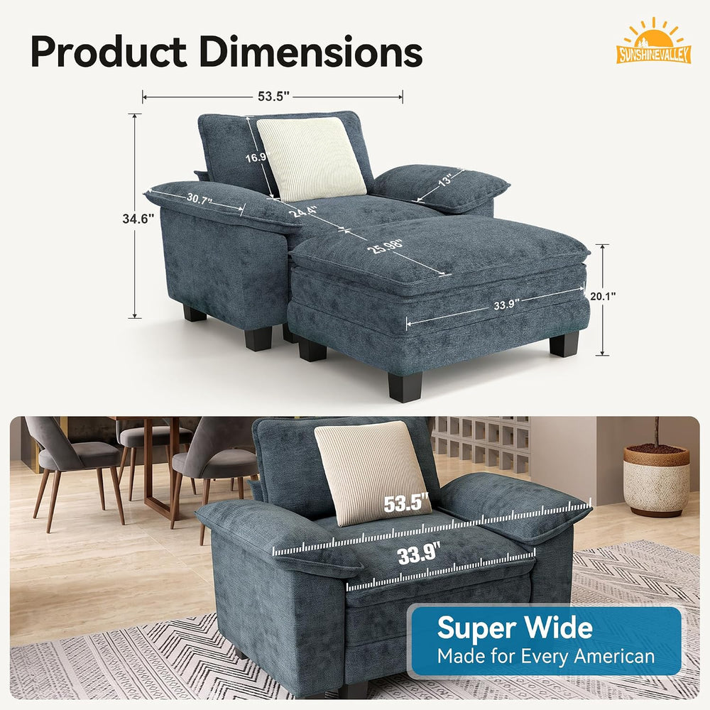 SUNSHINE VALLEY Modular Chaise Lounge Chair - Armchair Sofa with Ottoman