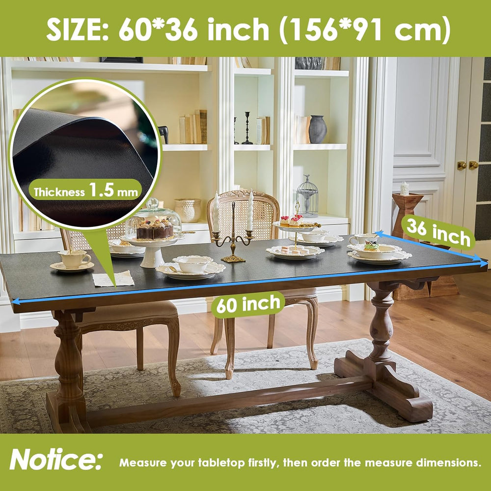 Black Table Cover Protector 60x36'', Waterproof 1.5mm Thick PVC Table...