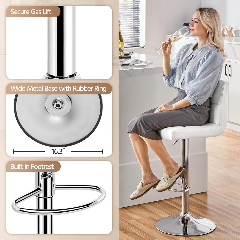 Yaheetech Bar Stools Set of 4 Adjustable Counter Height Barstools White