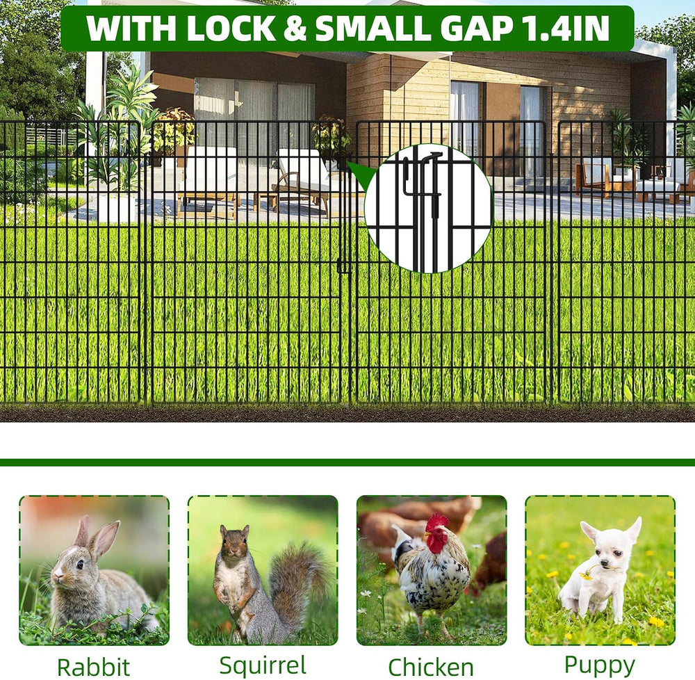 15 Panels Garden Fencing Animal Barrier with Lock, 40 in(H) X 36 ft(L) Dog Fe...
