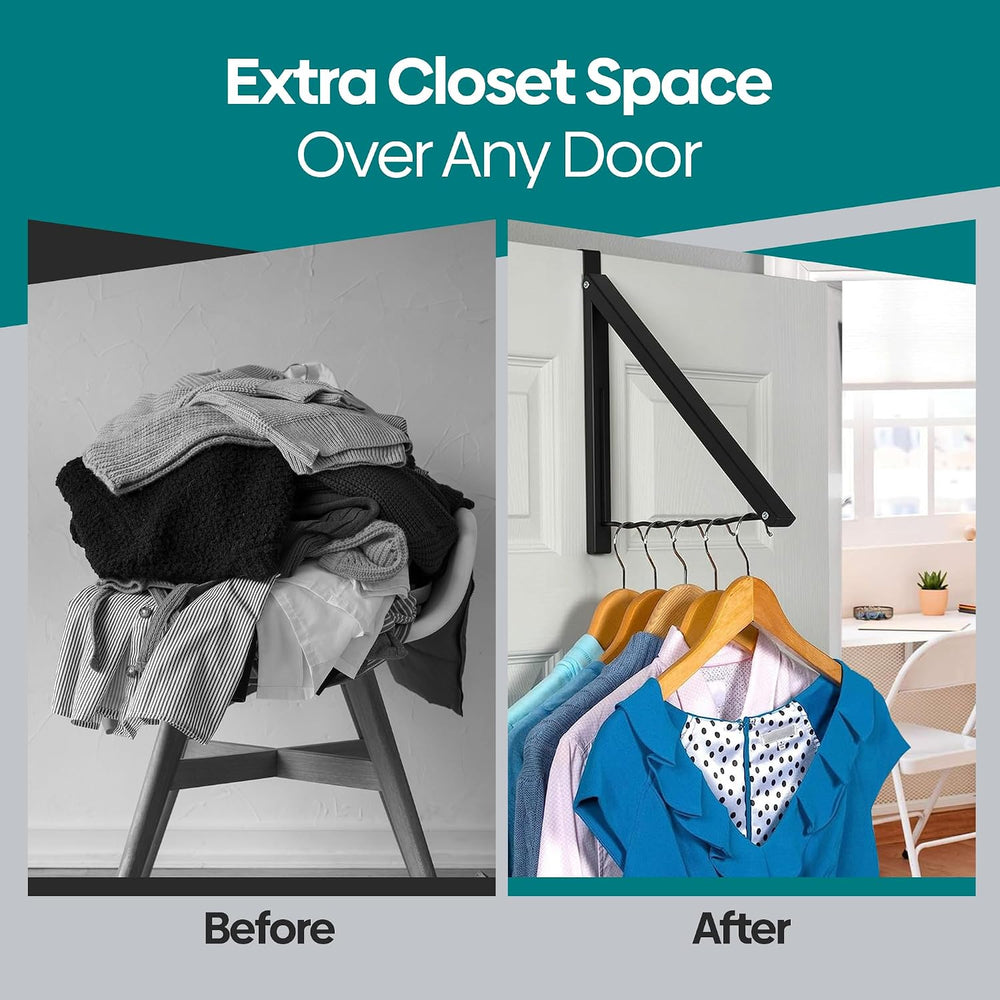 HOLDN’ STORAGE Over The Door Hanger, Single Foldable Rack Organizer, 2 Pack