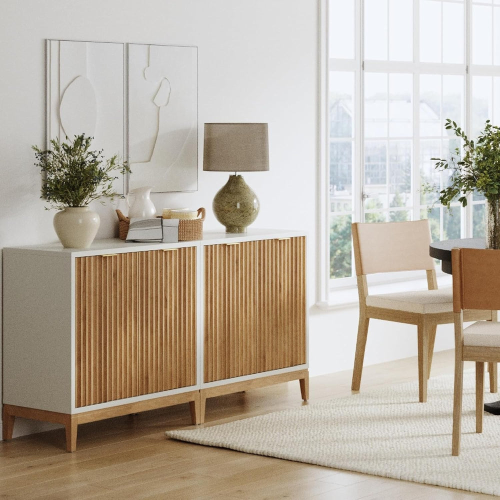 Nathan James Jasper Modern Sideboard, Kitchen Storage Cabinet with Fluted Doo...