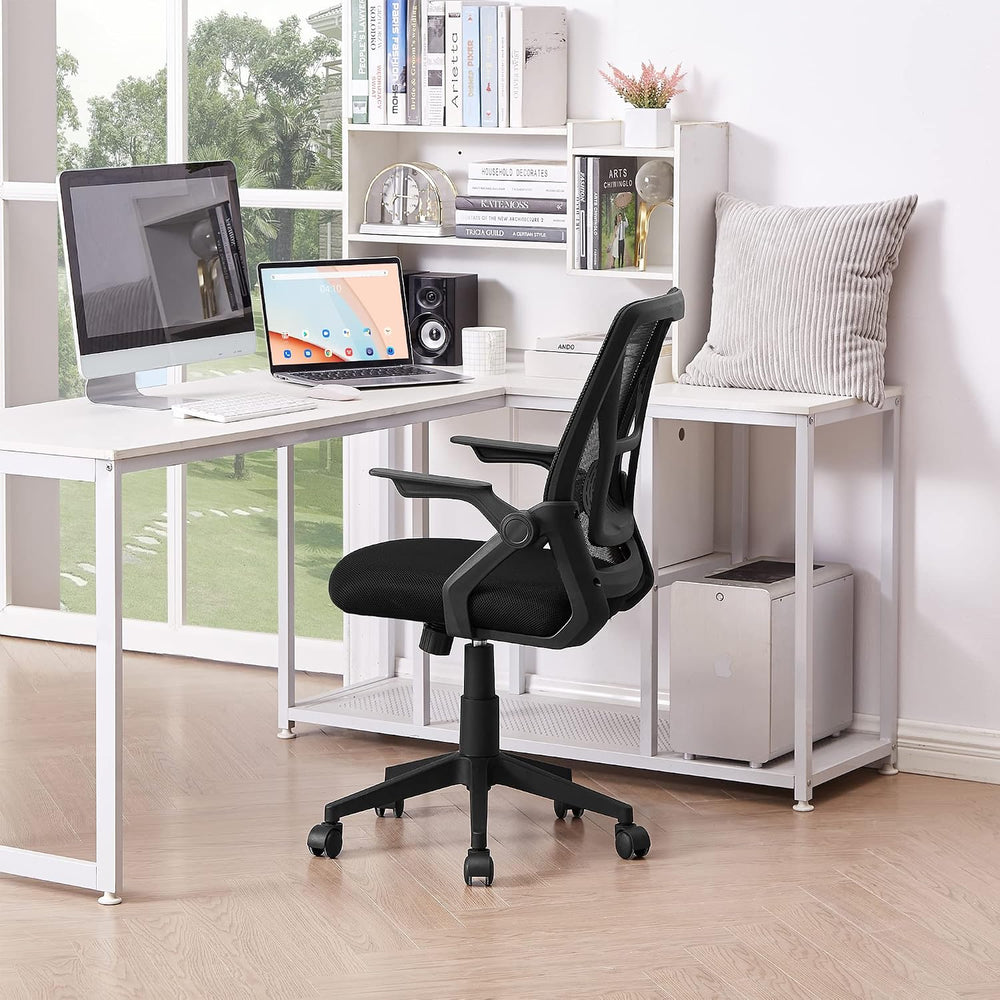 VECELO Mid-Back Swivel Ergonomic Office Chair with Adjustable Arms, Mesh Lumb...
