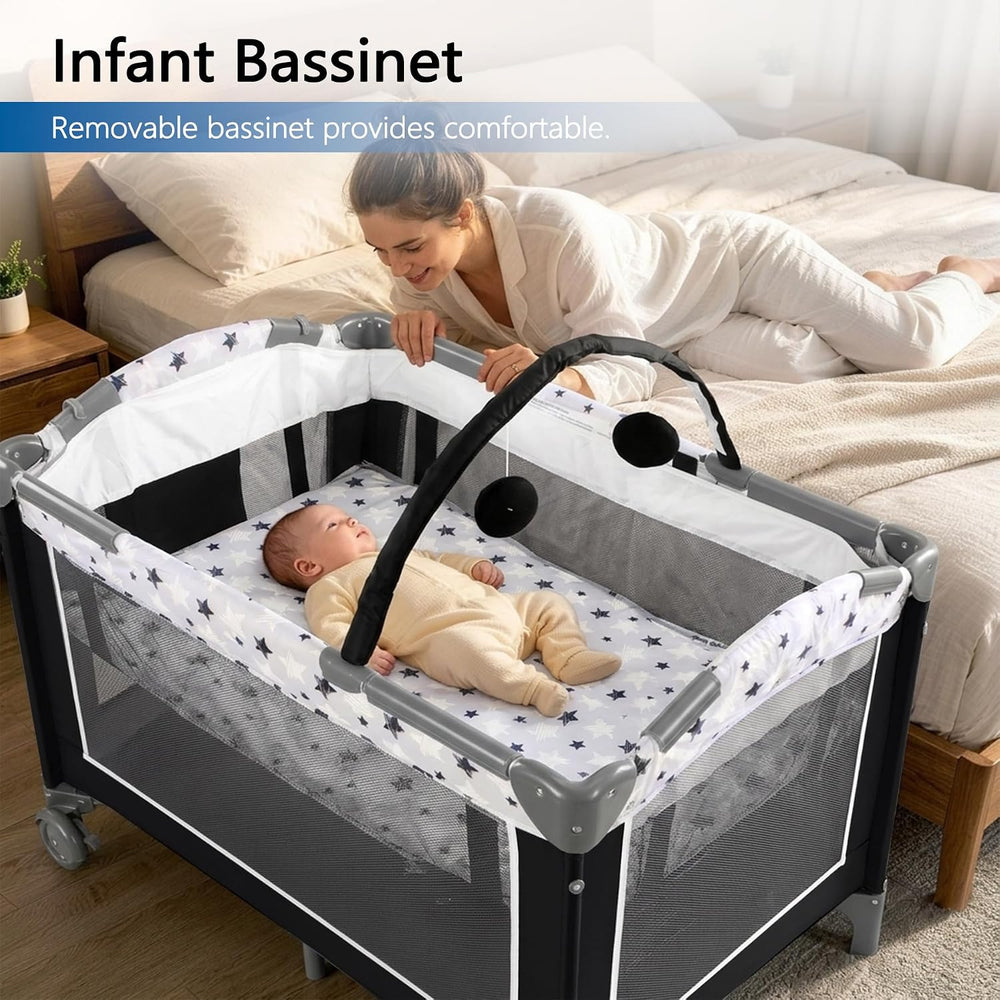 4-in-1 Pack and Play Playard with Bassinet & Changing Table