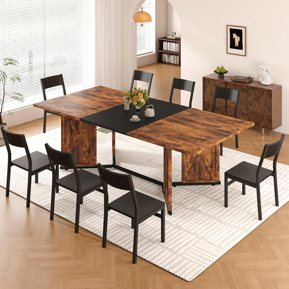 78.7 Inch Dining Table for 8 People, Large Rectangular Farmhouse Kitchen Tabl...